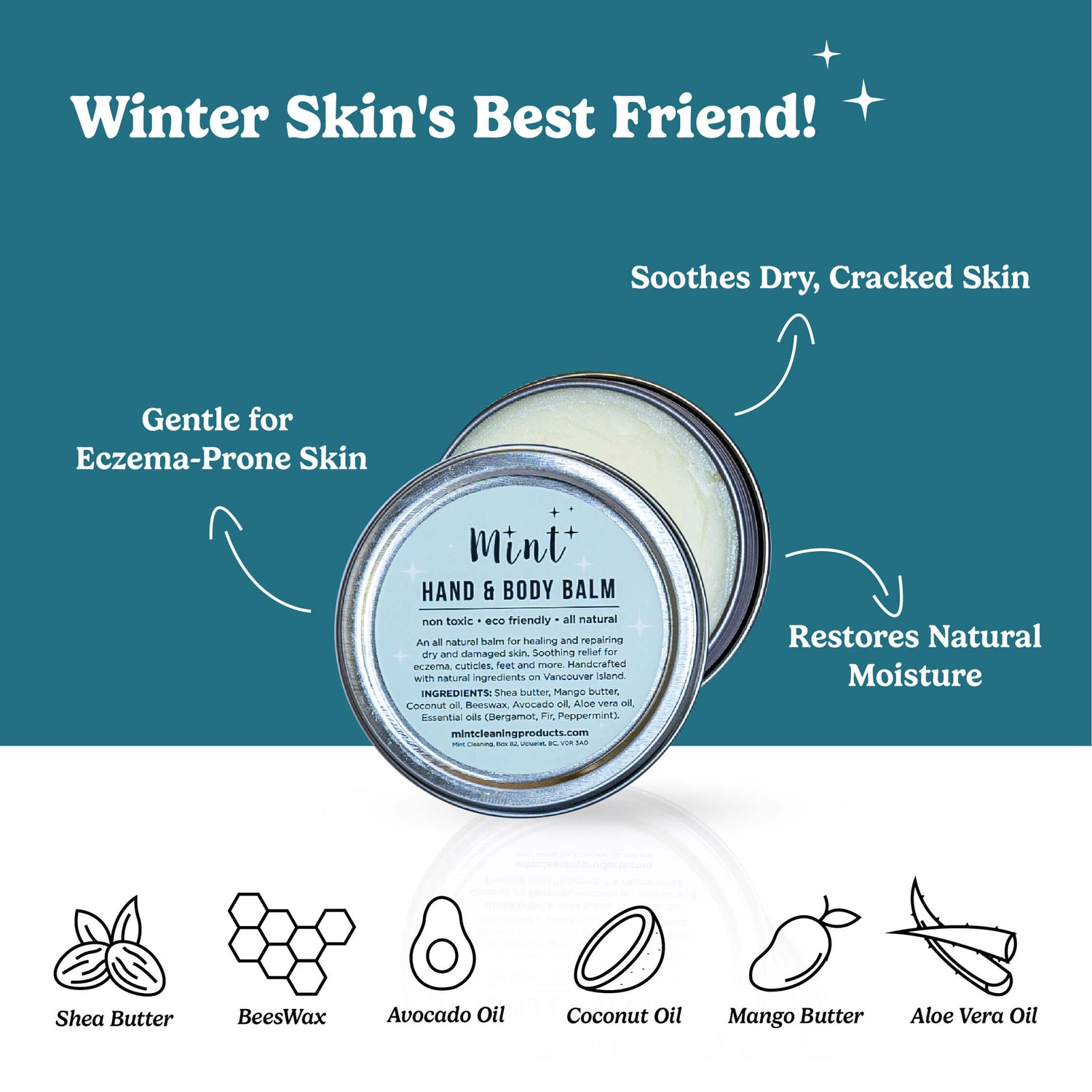 Graphic for Mint Hand & Body Balm titled &