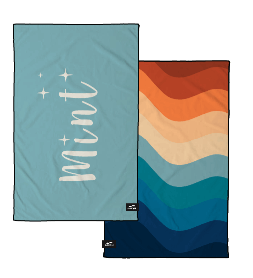 Two towels, one blue with &