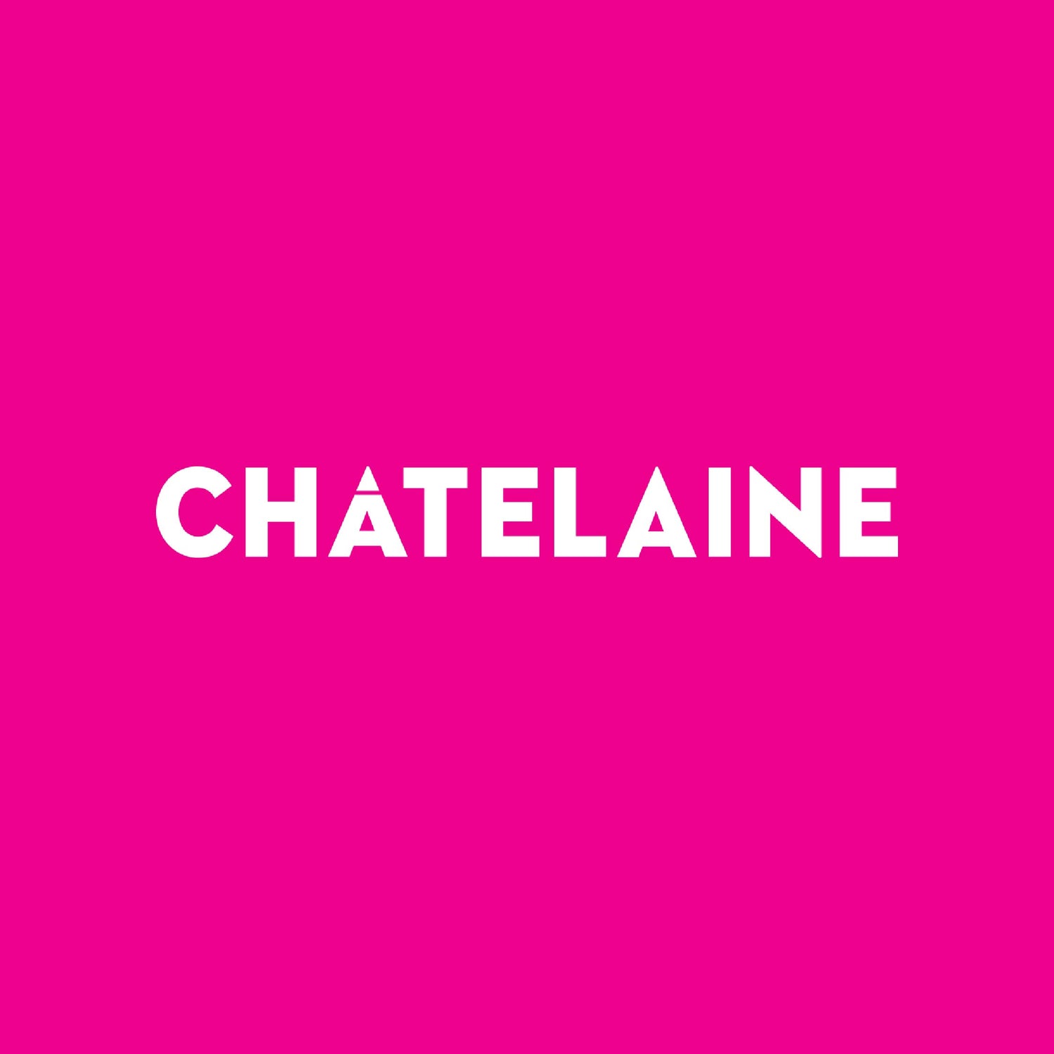 White text 'CHATELAINE' on a pink background