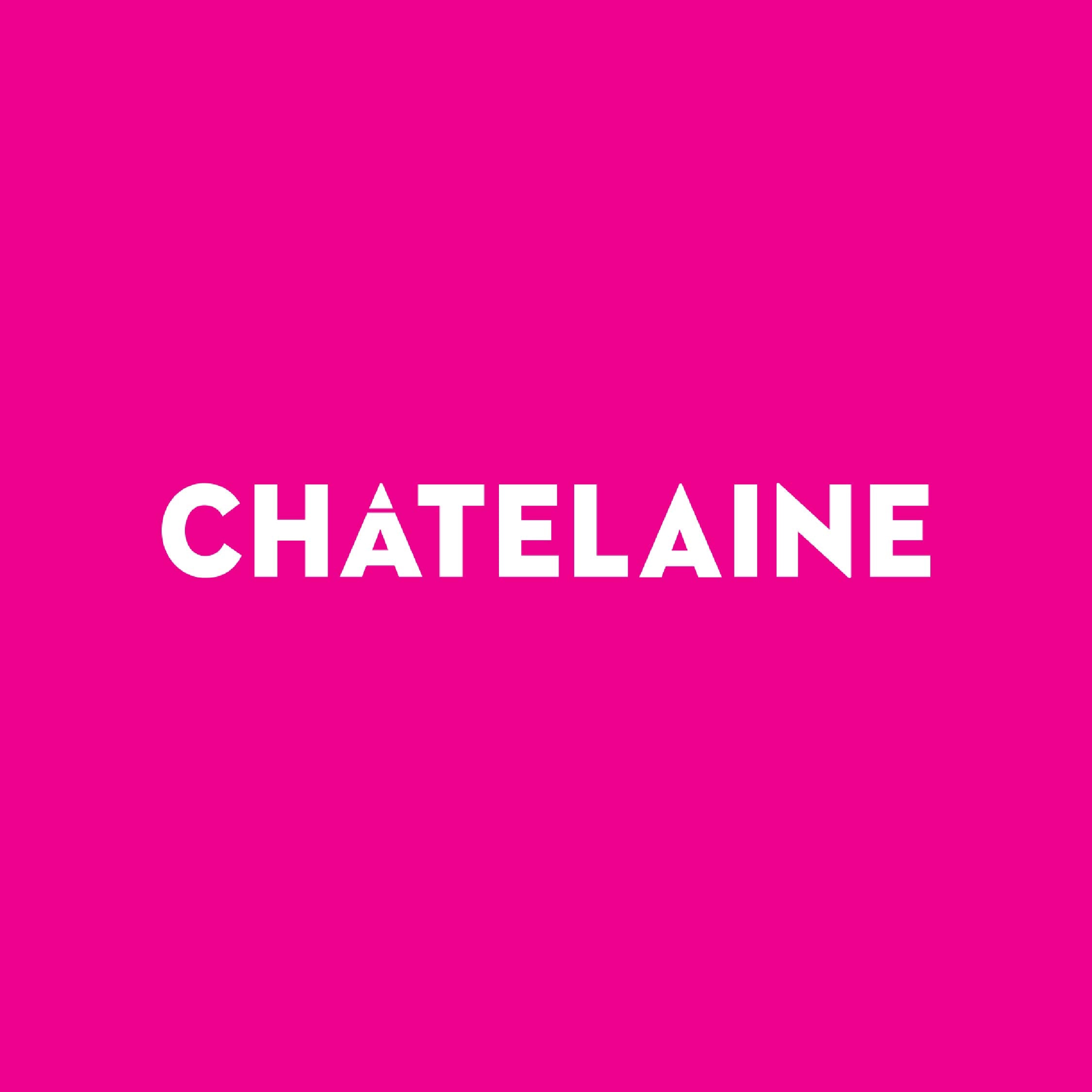 White text 'CHATELAINE' on a pink background