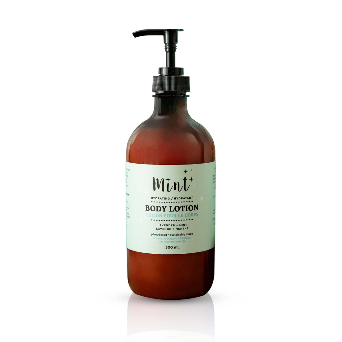 Body lotion bottle with pump on a white background