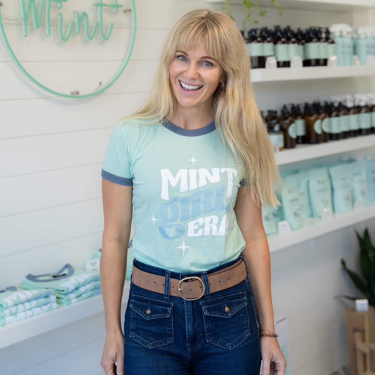 Woman wearing a &