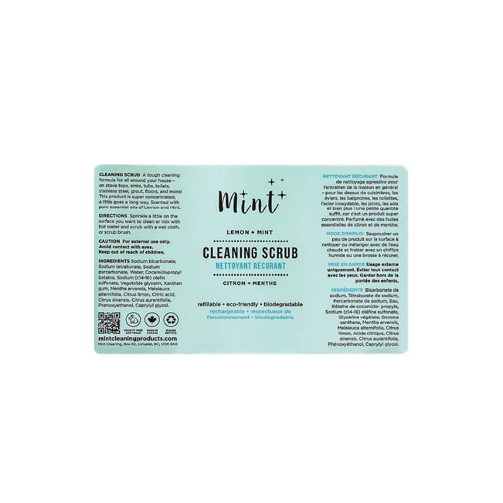 Mint Cleaning Scrub Label