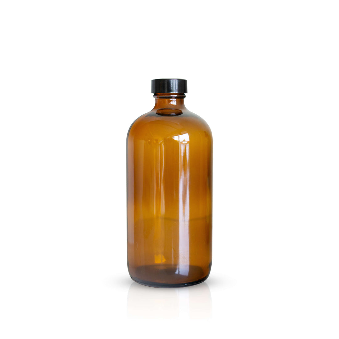 Amber Boston Round Glass Bottle 500ml