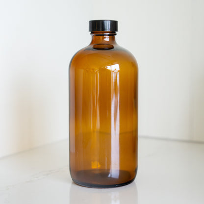 Amber Boston Round Glass Bottle 500ml